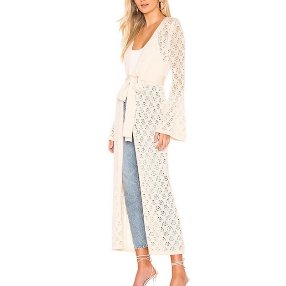 Tularosa WENDY Cream Open knit Lace Knit Sweater Cardigan Duster Robe‎